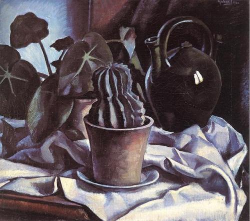 cactus-in-art:Gábor Jenő (Hungarian, 1893 - 1968)Still life with Cactus, 1920