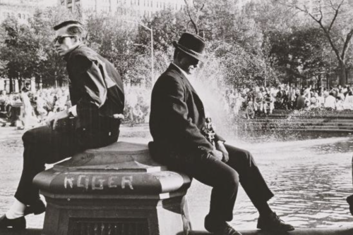 kvetchlandia:  Nat Herz     Two Men Sitting Near the Fountain, Washington Square, New York City     c.1958