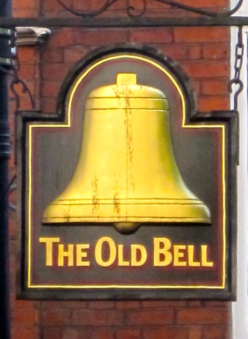 Sign, The Old Bell Tavern, Fleet Street, London, 2009.