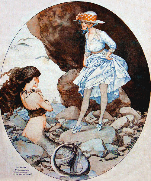 secretlesbians:vintagegal:Cover illustration by Chéri Hérouard for La Vie Parisienne, August 19, 191