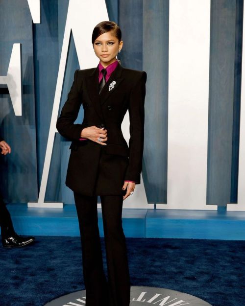 Zendaya wearing trouser suit from Sportmax at the Vanity fair Oscar’s party. (at Perth, Wester