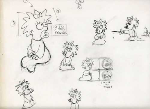 talesfromweirdland:Very early Simpsons sketches (circa 1987) by David Silverman.I’ve always liked th