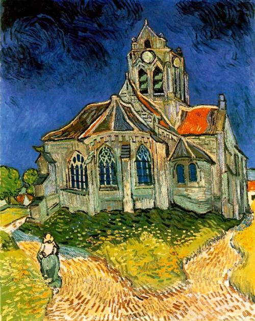 artist-vangogh: The Church at Auvers, 1890, Vincent van GoghMedium: oil,canvas