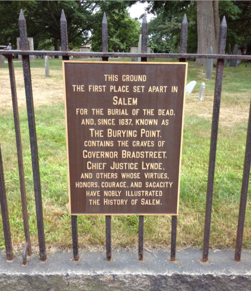 the burying point cemetery in salem, MA.