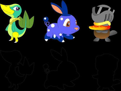 fakemon:str0beflashlite:when the silhouettes for the sun/moon starters are released I want people to