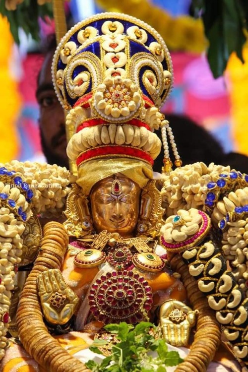 Padmavathi (Lakshmi) of Tiruchanur, Tirupati,using various ornaments and crowns made of dried fruits