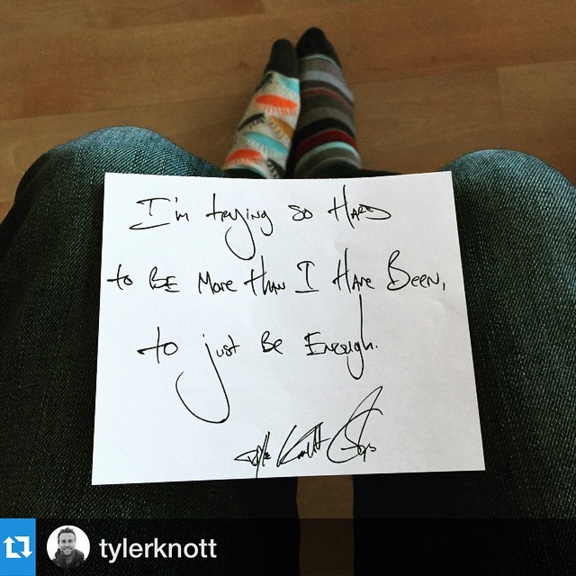 #Repost @tylerknott with @repostapp. ・・・ “I’m trying so hard
to be more than I have been,
to just be enough.”
— Daily Haiku on Love by Tyler Knott Gregson
#tylerknott