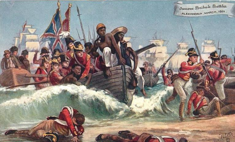 British forces disembark at the battle of Alexandria, March 1801.