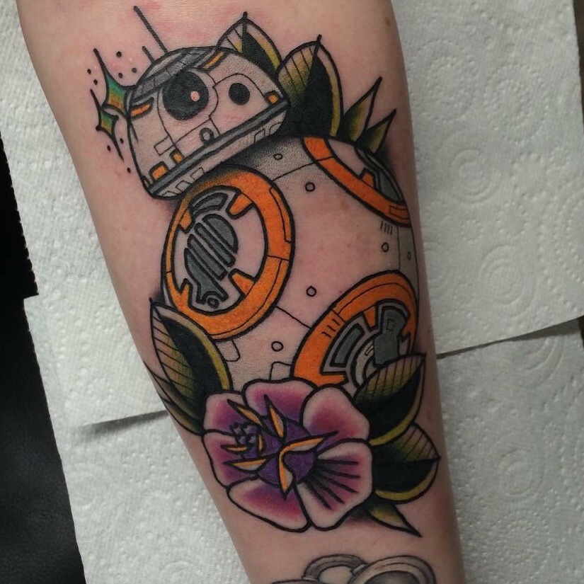 fuckyeahtattoos:BB-8 tattoo by Josh Marks at Custom Propaganda, Southampton UK. S