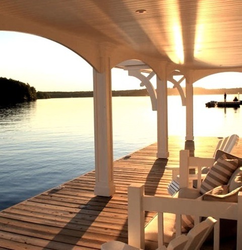 Toronto Roof Extensions Dock - Large Traditional Backyard Dock Idea With A Roof Extension