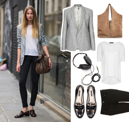 what-do-i-wear:  Get the look of model Masha Voronina with a blazer in grey fleck fabric from Topsho