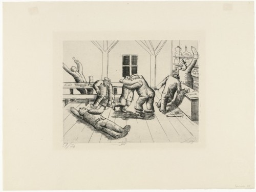 Canteen in Haplincourt (Kantine in Haplincourt) from The War (Der Krieg), Otto Dix, (1924), MoMA: Dr