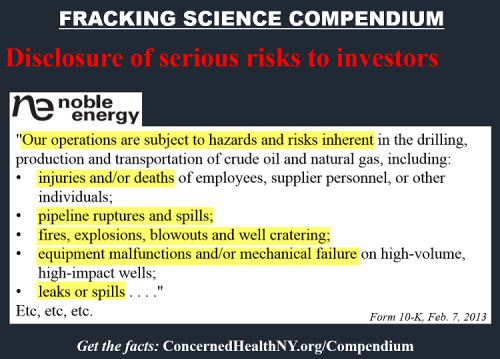 markruffalo:   It’s A Hot Week Of Bad News For Fracking.    The oil and gas industry typically denies the harms of fracking, but they’re forced to acknowledge at least some of them to investors in disclosure forms required by the SEC. They speak for