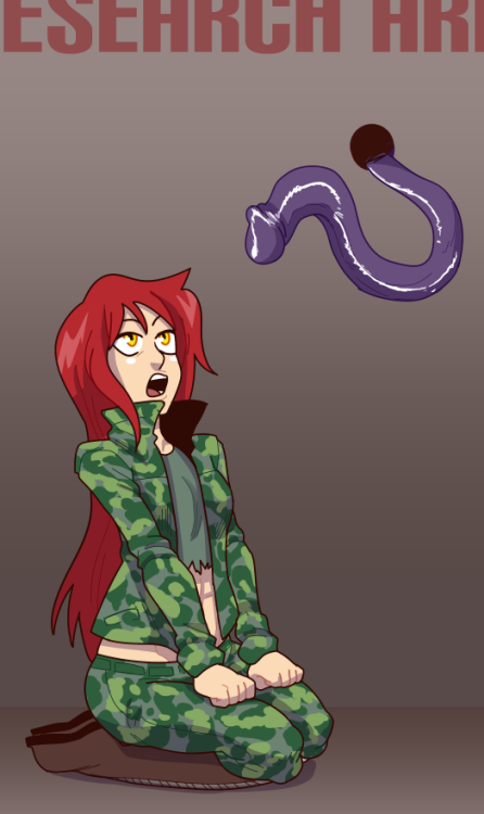 I don’t really do requests that are super specific, but the scenario here was just so bizarre and out of context that I felt compelled. I also dig her lowleg camo pants. Anyway, people should keep sending their OCs (with refs/descriptions). It&rsquo