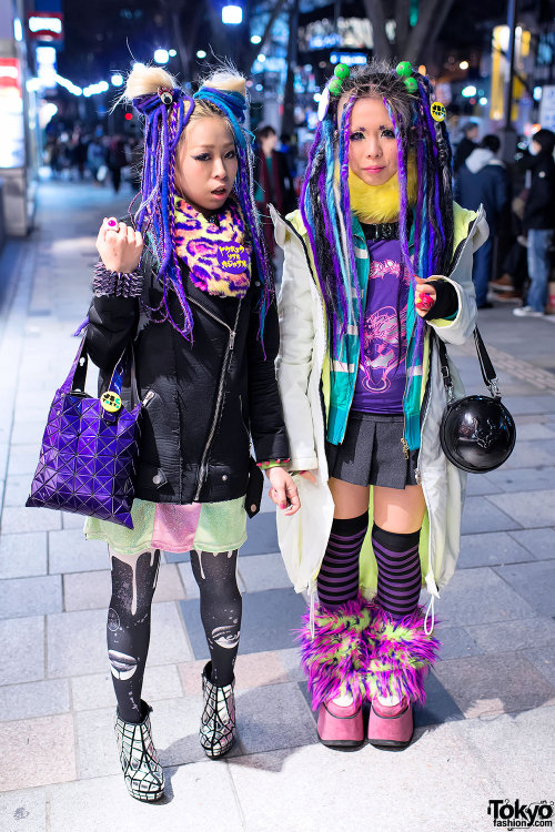 Two awesome Japanese girls - Tokyo Dolores dancer Nancy &amp; Kandi Raver Ichika - rocking purpl