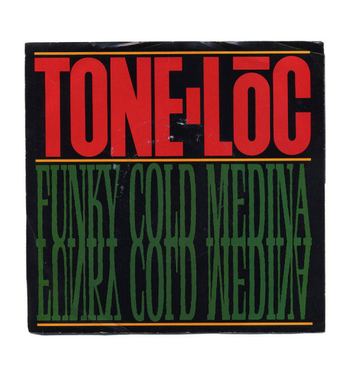 Richard Louderback, cover artwork for Funky Cold Medina by Tone Lōc, 1989. Delicious Vinyl Records/U