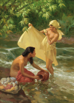 Asian  Maidens by a Stream, by Fernando Cueto