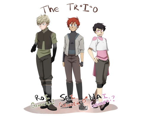 [OC - The Tr”I”o]  [ Roi, Sei, Nai ]Finally got their full body done! And they won’t be drawn, they’