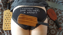 purrr-maid:  nefariouskinks:  When your @purrr-maid hand stitches you a message on her underwear. Lets just say she got what she was asking for…  (after a couple photos and videos)  The best part was when he was later spanking me over his lap and mocking