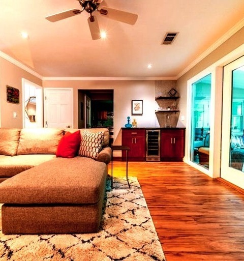 Midcentury Family RoomIdeas For Remodeling A Medium-sized 1960s Family Room With A Bar And Gray Walls
