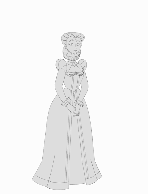 Turn of my character design of The princess of Clèves, hero of a french novel by Madame de La Fayett