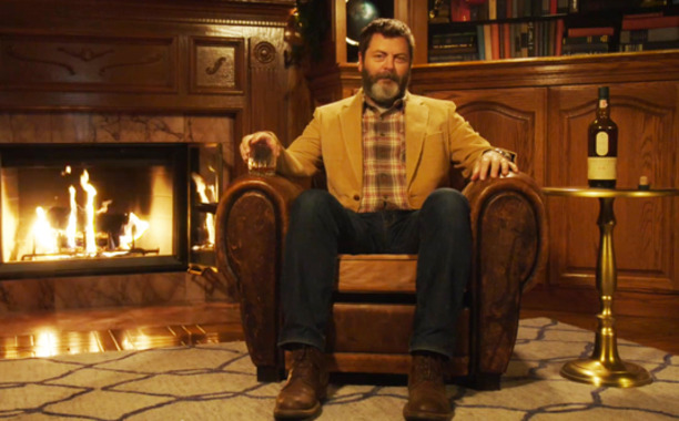 See Nick Offerman sit by a fireplace and drink whisky for 45 minutes“Yule be glad you did. 🔥
”