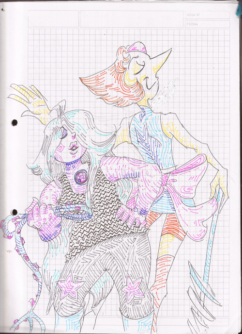 avielsusej:   Today I was waiting for a couple of friends to finish their exams so I drew Amy and Pearly with the limited resources I had. Yes that’s Liquid Paper corrector, I messed up. 