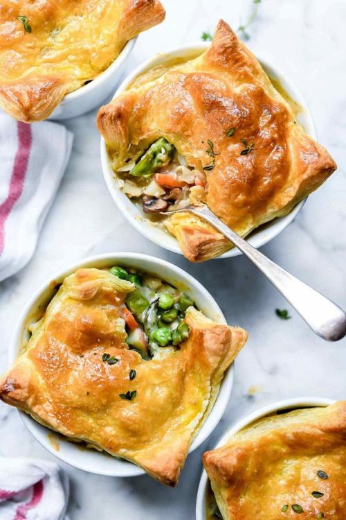pinterestfoodie1992:PUFF PASTRY CHICKEN POT PIE WITH ASPARAGUS AND MUSHROOMS