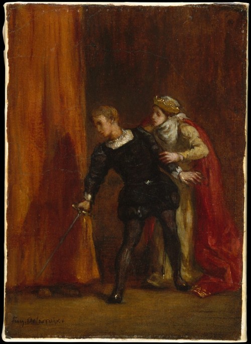 Hamlet y su madre por Delacroix, 1849.