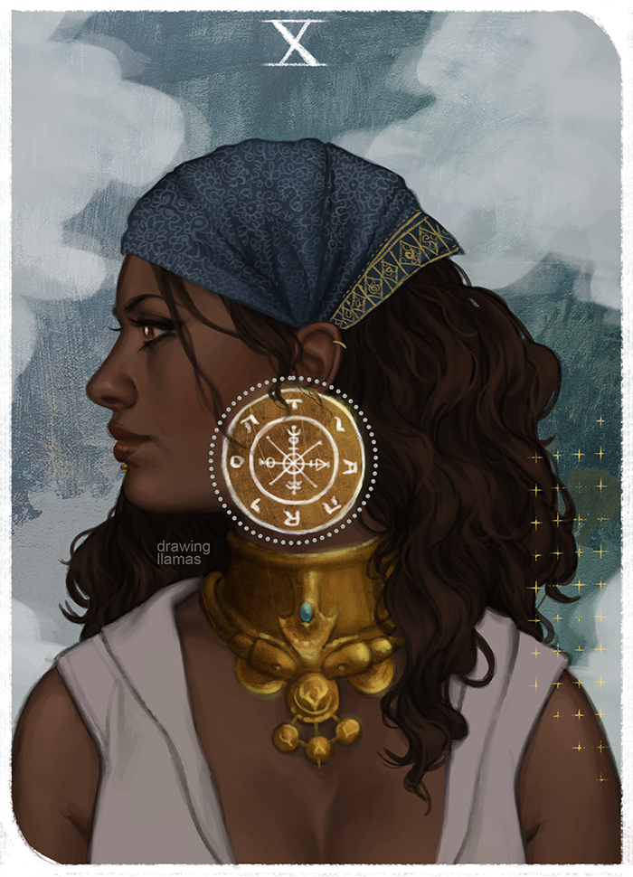 drawingllamas: X. The Wheel Of Fortune Isabela Tarot card I did for an event on Instagram