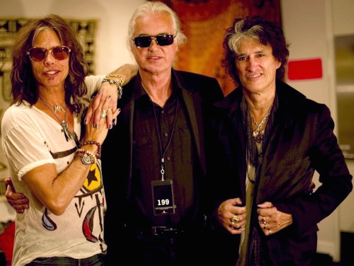 jimmypageonline: Jimmy Page with Steven Tyler & Joe Perry (Aerosmith)