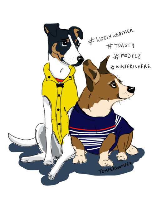 Drew my 4-legged children in their winter wooliez