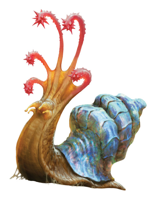 dndwizards:A flail snail is a creature of elemental earth that is prized for its multihued shell. Hu