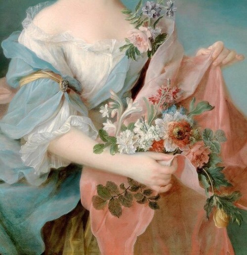flowery-admirer:Françoi-Hubert Drouais///—1727-75’Elegant Lady-/Detail.