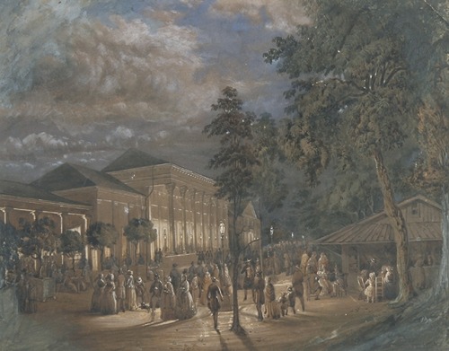 Pierre Gavarni (1846 - 1932)Strollers in front of the Kurhalle in Baden-Baden at night
