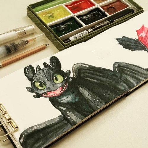 For my dear nephew #toothless #howtotrainyourdragon #httyd #watercolor #fanart www.instagram