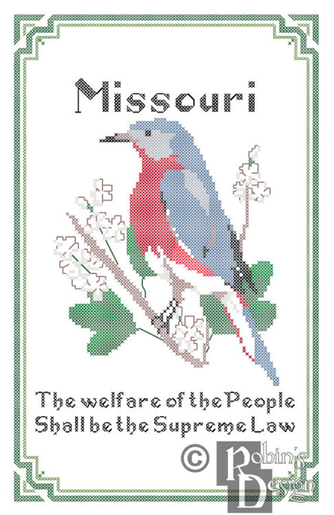 Missouri State Bird, Flower and Motto Cross Stitch Pattern PDF by robinsdesign from Gathering Charms