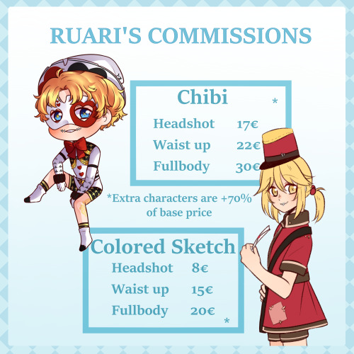 I am once again here to show my new commissions sheets&hellip;In the meantime I was gone I joine