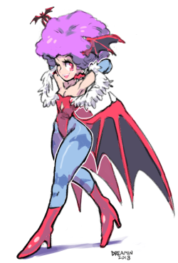 dreaminerryday:  sketch comm for a twitter client the sequel to afro morrigan with the superior succubus   teehee X3