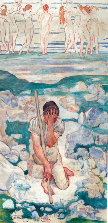 thunderstruck9:  Ferdinand Hodler (Swiss, 1853–1918), Der Traum des Hirten [The Dream of the Shepherd], 1896. Oil on canvas, 250.2 x 130.5 cm. via giodelcaso 