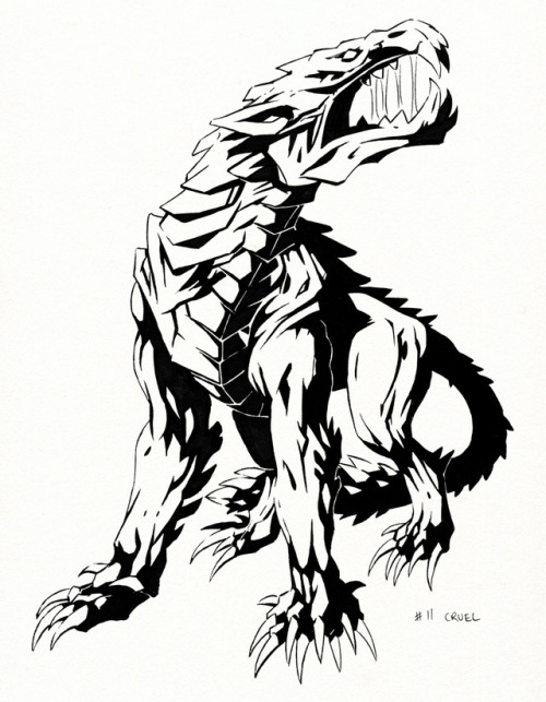 felixmakes: Inktober day 11 Skinless dog made out of claws, Odogaron 