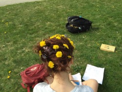 peachy-kidd:  My friend put dandelions in my hair and I felt extra cute