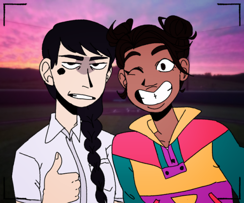 slimosine: post-game selfie (in which noelle Tries to smile) please play butterfly soup its free on 