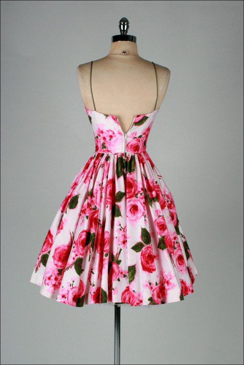 ephemeral-elegance: Polished Cotton Cocktail Dress, ca. 1950sTabak Cavia Mill Street Vintage