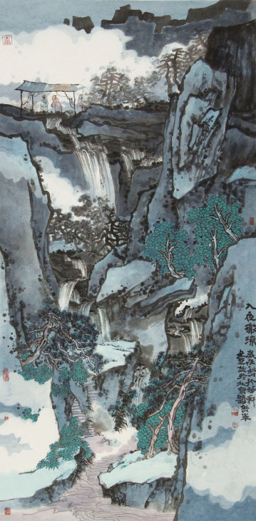 This picture of Fan Hua’s paintings of Chinese paintings is “cool in the night”. At night, the night