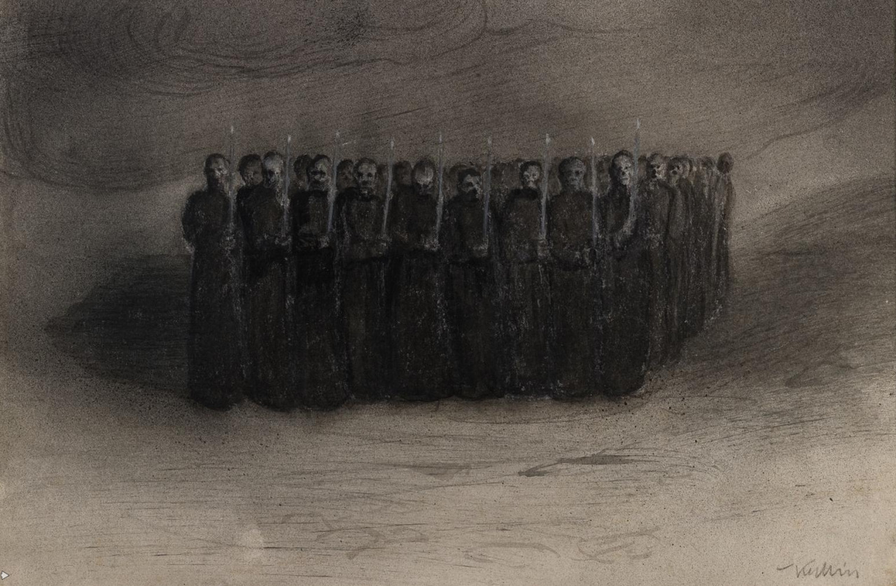 gremlinzygonaut:  (1) Black Mass [1905] by Alfred Kubin(2) The North Pole by Alfred