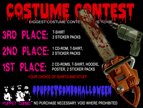 Enter the Puppet Combo Halloween Costume ContestDress as any Puppet Combo character and win merch, g