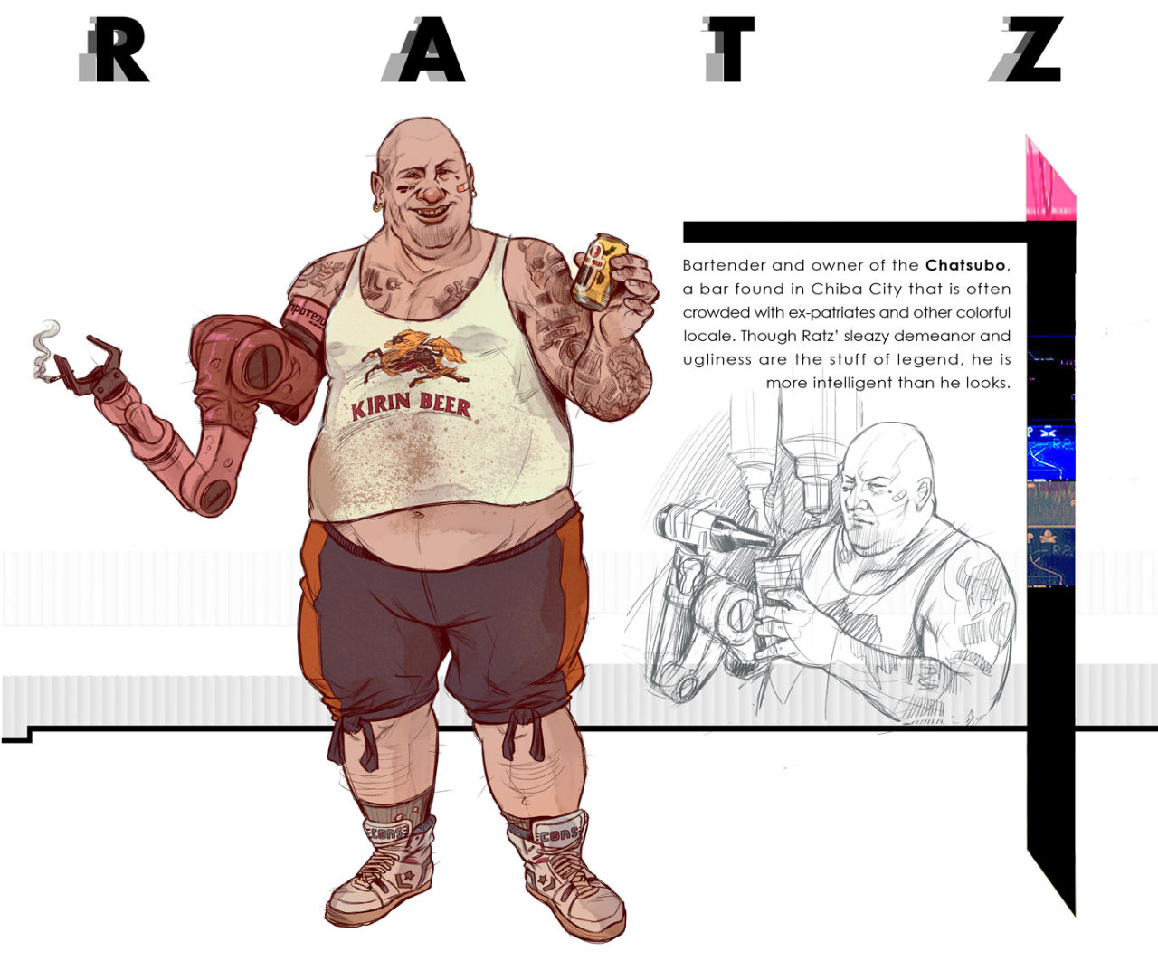 nathanandersonart:  Concepts of the main and major supporting characters of Neuromancer.