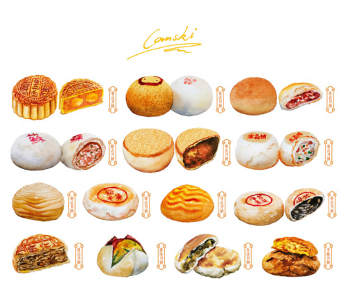 fuckyeahchinesefashion:different kinds of mooncakes by ©Lanski  ©顾锦棠 ©ShakeOrange