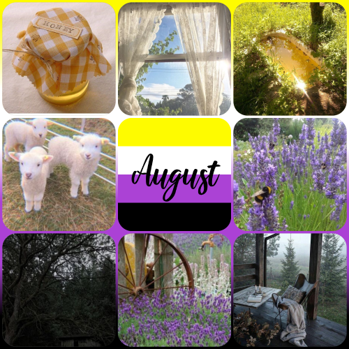 palatteflags:Nonbinary cottagecore moodboard with the name August.For anonymous - Hope you like how 